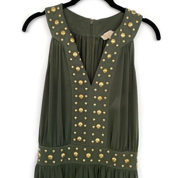 Michael Kors Gold Studded Dress Green XS - Picture 2 of 16